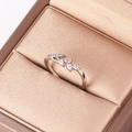 Adjustable silver ring with marquise zircon leaves in a luxury brown satin box - Leaf Shaped Zircon White Gold Style (Style 18 White Gold)