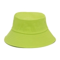 Lime green cotton bucket hat with wide brim and stitched details for sun protection - Green