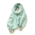 Folded mint green pashmina scarf with soft texture and twisted tassel fringe detail - No.9 Mint Green