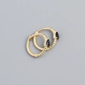 Minimalist gold twisted drop earrings featuring elegant black teardrop stones - Gold Plated (Black Zirconia)