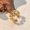 Minimalist gold star ring featuring a hollow multi-star design and open adjustable band - Adjustable / Gold