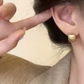 Elegant s925 silver needle gold hoop earrings with a matte finish and minimalist design - Matte Thick Round Stud (A1326 Gold)