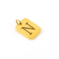 Gold rectangular stainless steel pendant with hollow letter N on white background - Letter N (N-Pendant)