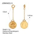 Gold stainless steel Libra zodiac dangle earrings with dimensions and weight data - Libra Zodiac Gold Long Earring (JDBKN021-9)