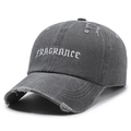 Casquette de baseball gris foncé en coton lavé avec broderie FRAGRANCE blanche - Gris