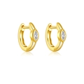 Elegant S925 sterling silver hoop earrings with marquise cut stones and gold finish - 18k Gold White Zircon