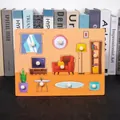 Wooden peg puzzle featuring a living room scene for children's cognitive early learning - A019 Living Room Items Recognition