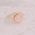 Elegante anello in oro con petali in smalto rosa e design a margherita in zirconi - Stile Margherita Rosa (2#)
