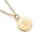 Collier minimaliste en acier inoxydable doré avec pendentif disque et lettre B - Lettre B
