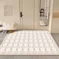 French style PVC door mat with beige and white diamond geometric pattern for entryway - 80x120cm / Paris Courtyard - Pineapple Pattern - Horizontal Layout