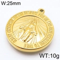 Colgante dorado de la Virgen María en acero inoxidable, diámetro 25 mm y peso de 10 g - Virgen María (KLJ6321-Z) / Dorado