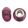 Single purple glass bead with a silver metal core for DIY charm bracelets - Purple Striped Bubble Large Hole Bead