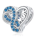 S925 sterling silver MOM heart charm with blue zircons and infinity love design - 925 Silver / December Birthstone