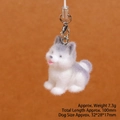 Grey and white husky puppy flocked resin charm with lobster clasp for keychains - Husky