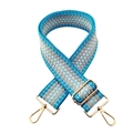 Detail of adjustable blue woven wide shoulder strap with gold metal lobster clasps - Aqua Blue