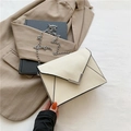 Elegant cream envelope chain bag with silver V-shaped buckle and textured leather finish - Beige