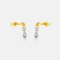 Eleganti orecchini a goccia in argento S925 dorato con pietre preziose a forma di pera - Argento 925 / Oro