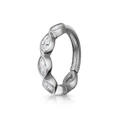 Silver earring hoop featuring five marquise-cut clear cubic zirconia stones - 6mm / Style CC037-1 / Marquise Hoop / White Gold