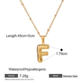 Bubble letter F pendant necklace in gold stainless steel on beaded chain jewelry - Letter F