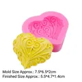 Pink heart silicone mold with intricate scroll relief for DIY soap and fondant crafts - Pink