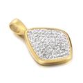 Elegant gold geometric pendant encrusted with sparkling cubic zirconia on white background - Rhombus Zirconia Pave Gold Style (KLJ3592-Z)