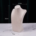 Beige velvet portrait bust necklace display stand measuring 17.5cm by 30cm and 9cm - 30cm / Beige Velvet (30cm Height)