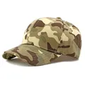 Mens jungle camouflage cotton baseball cap with structured crown and curved brim - Khaki Beige Camouflage