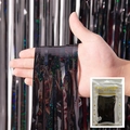 Rideau à franges noir laser avec reflets arc-en-ciel pour décoration de fête festive - 1*2 Mètres / Noir Laser