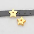 Polished gold star charm pendant accessory on black leather strap for DIY jewelry making - Gold Polished Star / 8mm (Inner Diameter)