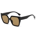 Oversized black square sunglasses with brown tinted lenses and glossy finish - Black Frame Tea Lens