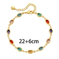 Pulsera exótica bañada en oro de 18K con piedras de acrílico de colores, 22+6cm - Tobillera Multicolor (22+6cm) / Chapado en oro 18K