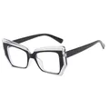 Montatura occhiali cat-eye in TR90 con design a doppio strato nero e trasparente - Bianco Nero Trasparente