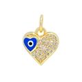 18K gold plated heart pendant with blue evil eye and micro-inlaid zircon stones - Royal Blue Eye Heart 2