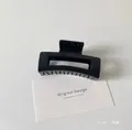 Glossy black 8cm rectangular hair claw clip with strong grip for styling - Medium 8.5cm Black