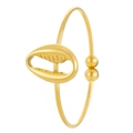 Gold ocean style conch shell open bangle bracelet with bead accents for women - Seashell Style (N-1016)