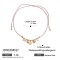 Collana intrecciata fiori rosa e bianchi con pendenti coniglio e perle in acciaio oro 18K - Corda Intrecciata Rosa Bianco Coniglio Cuore (JDN0304017)