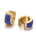 Golden huggie hoop earrings with micro-paved dark blue crystals in stainless steel - Gold Tone Blue Zirconia (KE108263-TGD)