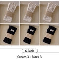 6-pair pack of ribbed cotton socks with ruffle trim in cream and black colors - Combination Set / Cream and Black