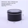Matte black round tin container with clear window lid for candles or tea storage - Window Lid / Black