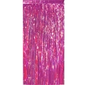 Pink metallic foil fringe curtain backdrop for birthday party wall decorations - Plain Style / 1*1M / Iridescent Laser Rose Red