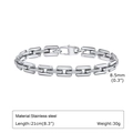 Detailed specs of 8.5mm wide stainless steel chain bracelet with 21cm length and 30g weight - Length 21cm / Silver