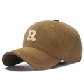 Casquette de baseball marron café avec broderie R beige en relief et style vintage - Café Clair