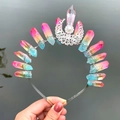 Handmade rainbow crystal crown headband with moon pearls and colorful quartz stones - Crown Hairband / Multicolor