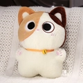 Cute calico cat plush doll with orange collar and bell on a white knit background - Calico Cat / 40CM
