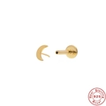 Golden moon shaped S925 sterling silver flat back stud earring with push pin design - Gold #6
