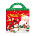 Christmas theme paper gift bag with Santa and snowman illustrations and handle - Red Christmas Style
