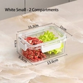 Set of 2 small white airtight food containers with 2 compartments for meal prep storage - 2 Pcs/Set / Divided - White Small