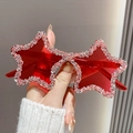 Lunettes de soleil Y2K en forme d'étoile avec verres rouges et strass brillants - Rose Rouge