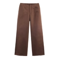 Pantaloni a gamba larga marrone scuro da donna con finitura satinata elegante - XS / Pantaloni palazzo