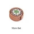 Rattan coaster set with 10cm mosaic star shell patterns in green and white colors - Toothed Green Flower Set of 6 (10cm)